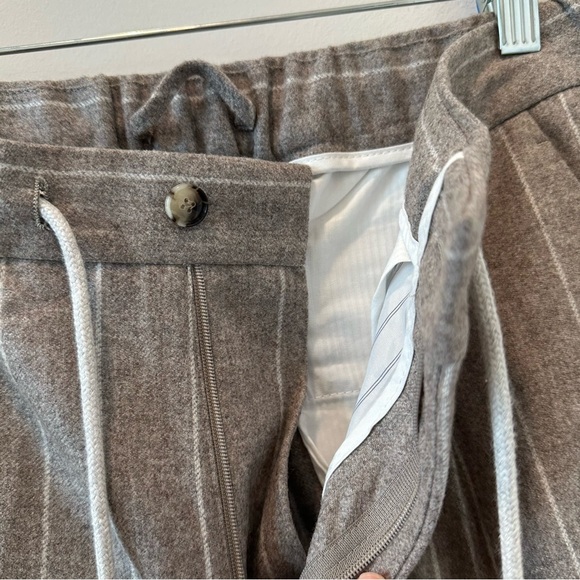 Suitsupply Wool Vitale Barberis Canonico Flannel Pinstriped Drawstring Pant Ames - Picture 6 of 16